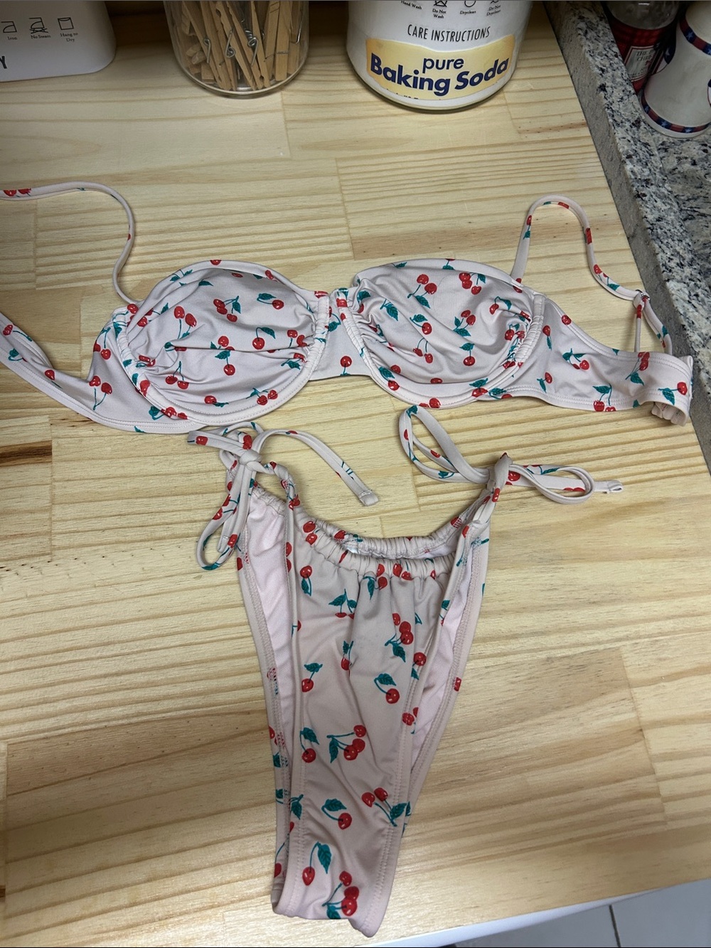 wild fable Pink Cherry Two-Piece Bikini (top is large : bottoms is small)